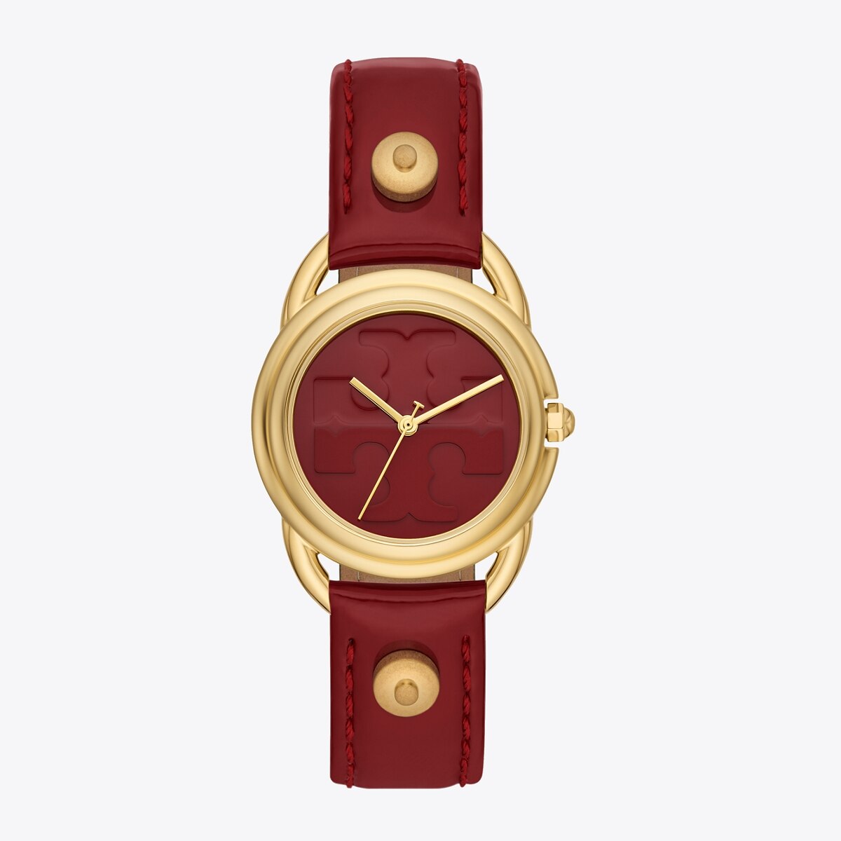 Miller Watch, Red Patent Leather/Gold-Tone Stainless Steel