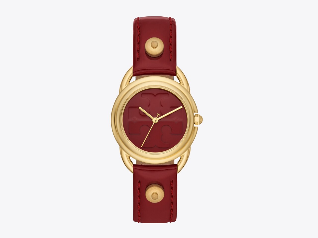 Miller Watch, Red Patent Leather/Gold-Tone Stainless Steel