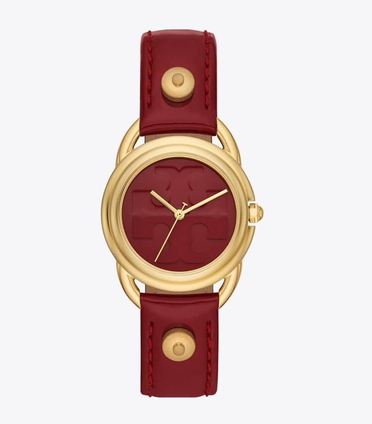 Miller Watch, Red Patent Leather/Gold-Tone Stainless Steel