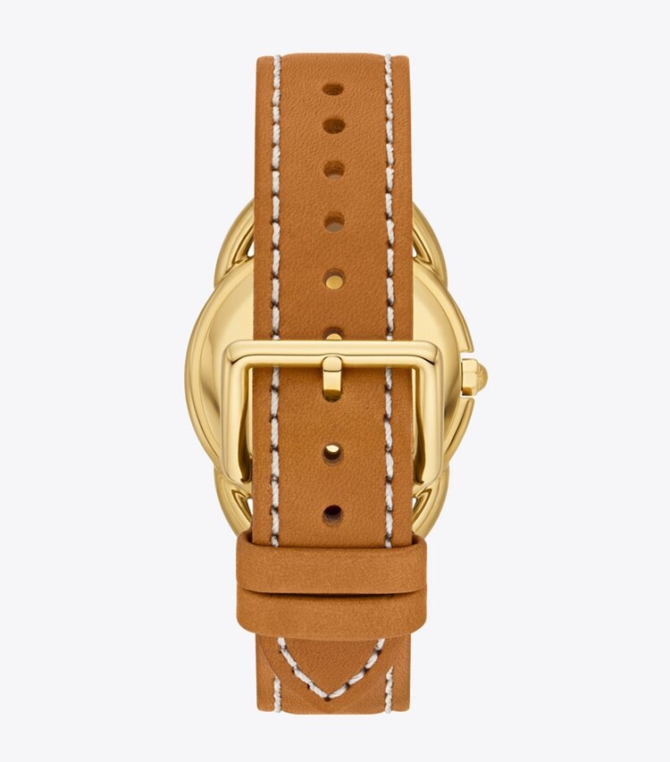 Tory Burch designer strap watches Miller Watch in IVORY/GOLD/LUGGAGE back