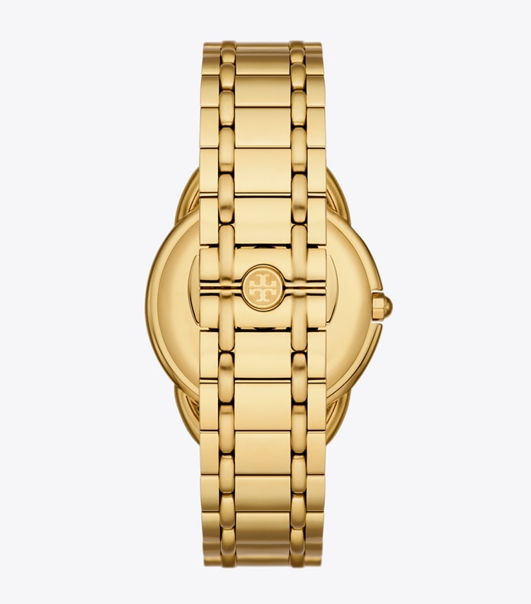 Tory Burch designer strap watches Miller Watch in MOP/STONES/GOLD back