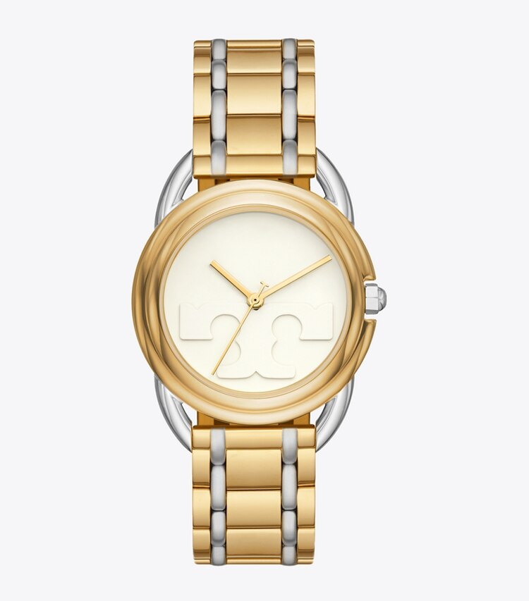 Tory Burch designer strap watches Miller Watch in GOLD/SILVER front