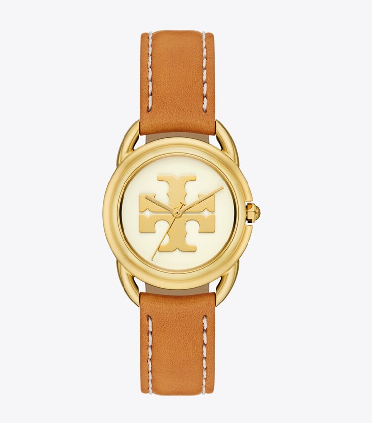 Tory Burch designer strap watches Miller Watch in IVORY/GOLD/LUGGAGE front