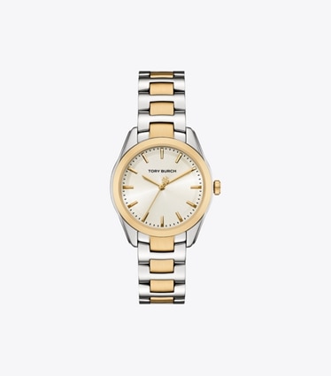 Tory Burch designer strap watches Miller Watch in IVORY/TWO-TONE front