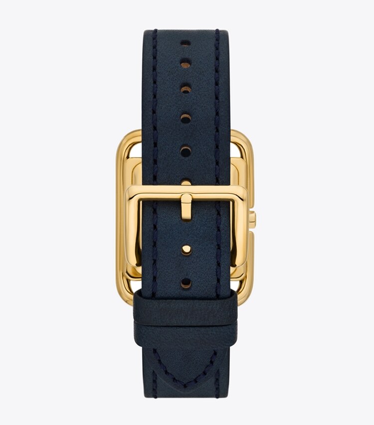 Tory Burch designer strap watches Miller Watch Set, Gold-Tone Stainless Steel in IVORY/GOLD/NAVY/SNAKE back