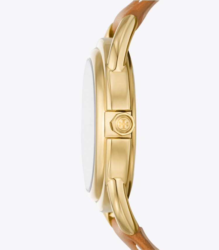 Tory Burch designer strap watches Miller Watch in IVORY/GOLD/LUGGAGE side