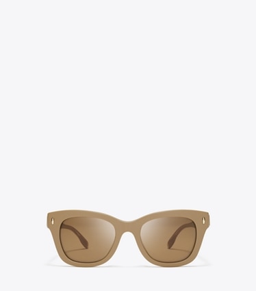 Tory Burch designer sunglasses & eyewear Miller Wayfarer Sunglasses in TAN/BROWN BACK MIRROR front