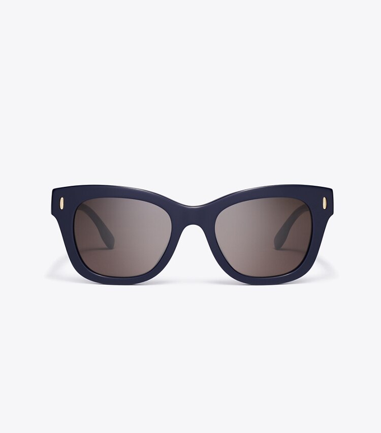 Tory Burch designer サングラス＆アイウェア ミラー ウェイファーラー サングラス in NAVY/SOLID BROWN front