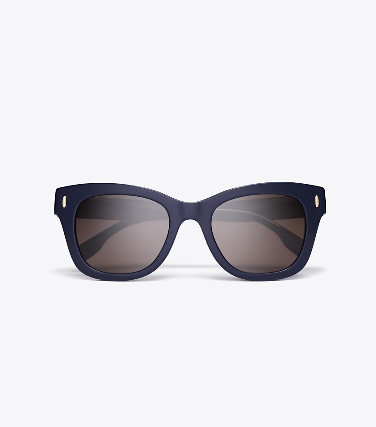 Tory Burch designer サングラス＆アイウェア ミラー ウェイファーラー サングラス in NAVY/SOLID BROWN オーバーヘッド