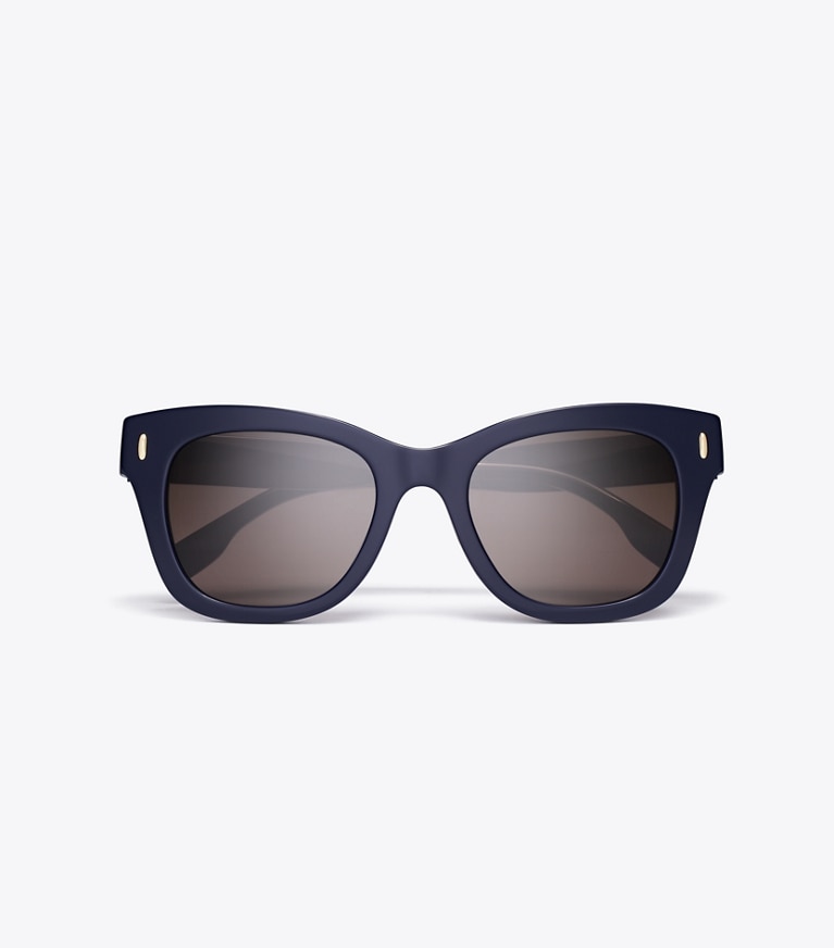 Tory Burch designer サングラス＆アイウェア ミラー ウェイファーラー サングラス in NAVY/SOLID BROWN オーバーヘッド