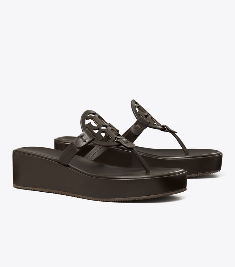 Tory Burch designer sandals Miller Wedge Sandal in COCOA angle