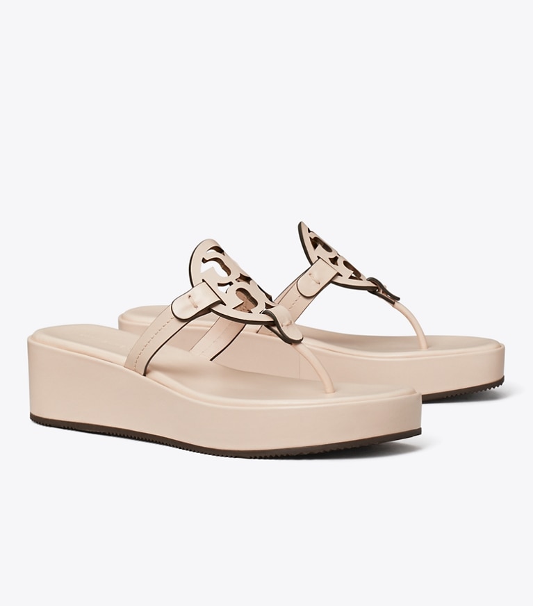 Tory Burch designer sandals Miller Wedge Sandal in SOFT PINK angle