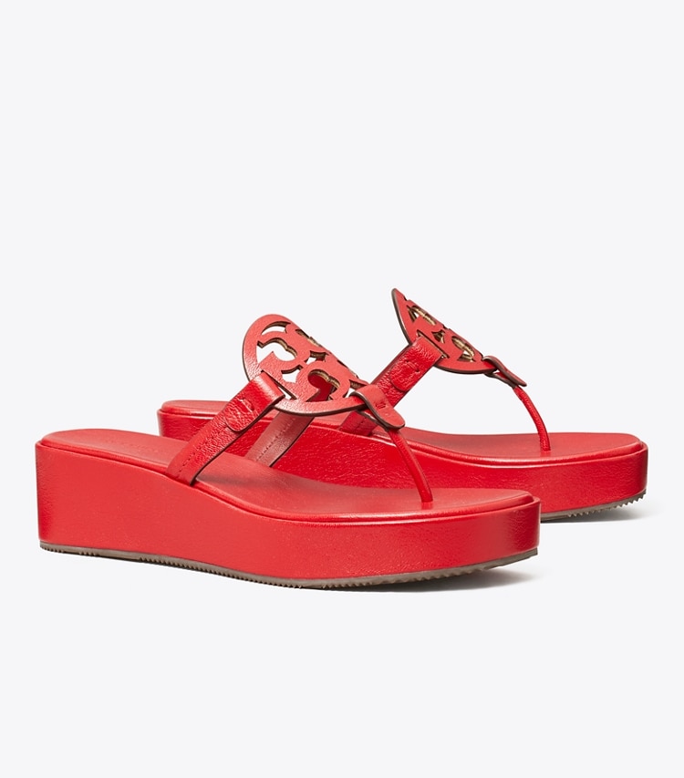 Tory Burch designer sandals Miller Wedge Sandal in TORY RED angle