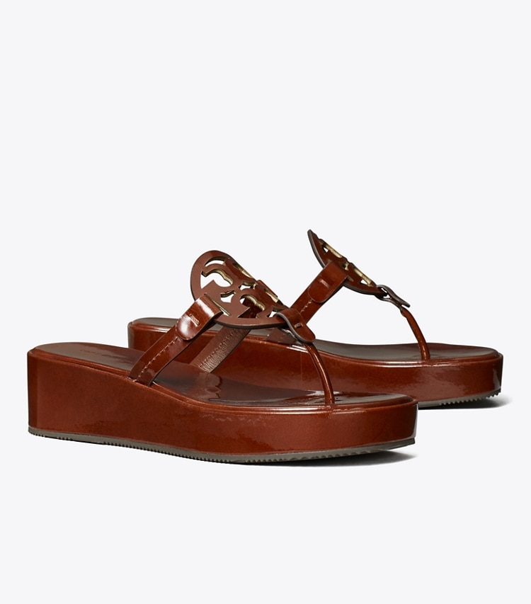 Tory Burch designer sandals Miller Wedge Sandal in RUSSET BROWN angle