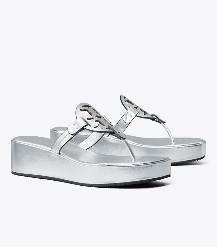 Tory Burch designer sandals Miller Wedge Sandal in Silver angle