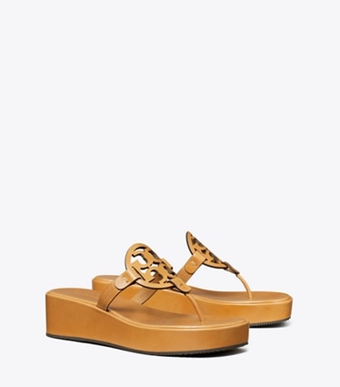 Tory Burch designer sandals Miller Wedge Sandal in WALNUT angle