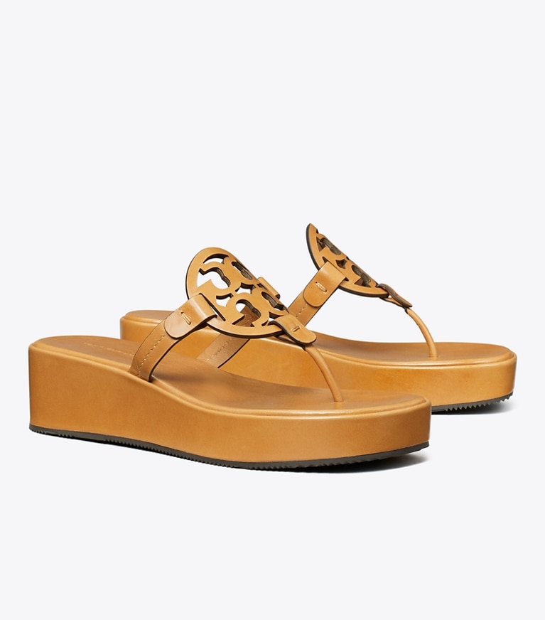 Tory Burch designer sandals Miller Wedge Sandal in WALNUT angle