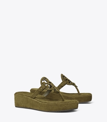Tory Burch designer sandals Miller Wedge Sandal in WILD OLIVE angle