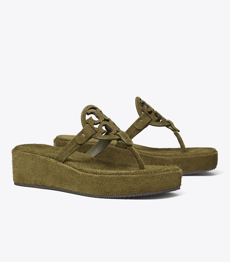Tory Burch designer sandals Miller Wedge Sandal in WILD OLIVE angle