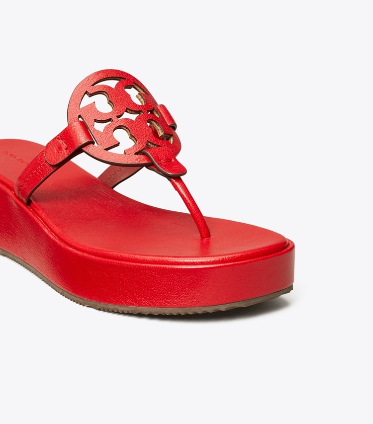 Tory Burch designer sandals Miller Wedge Sandal in TORY RED detail