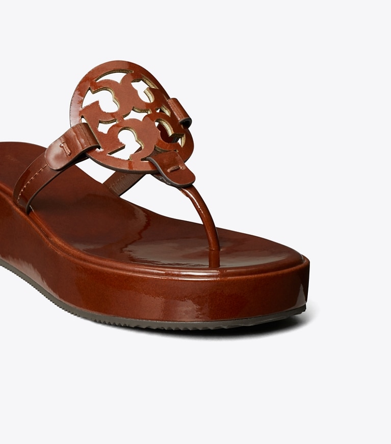 Tory Burch designer sandals Miller Wedge Sandal in RUSSET BROWN angle