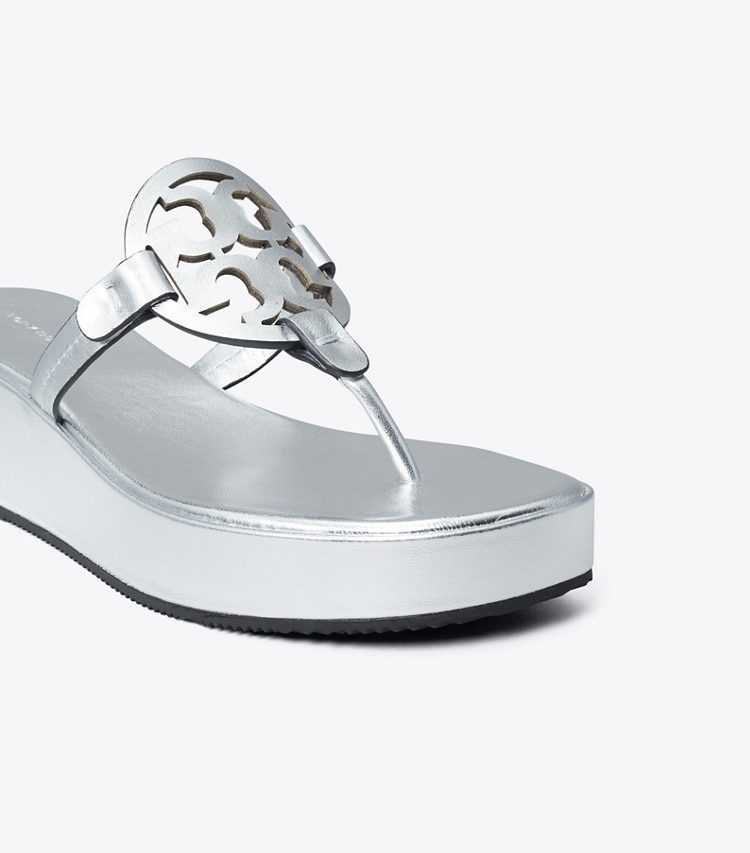 Tory Burch designer sandals Miller Wedge Sandal in Silver detail