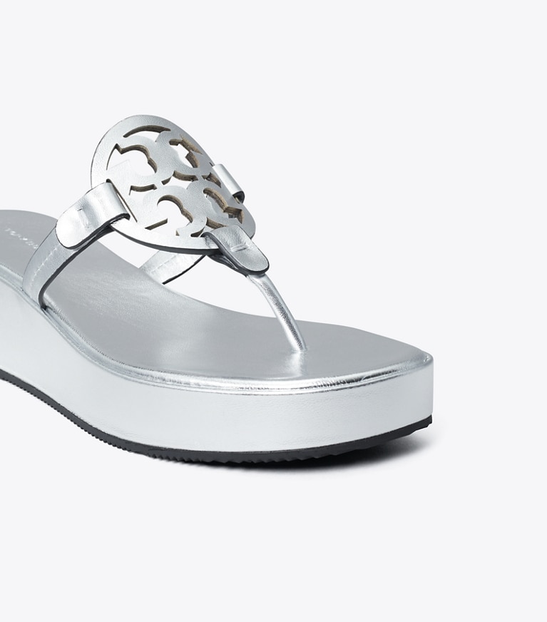 Tory Burch designer sandals Miller Wedge Sandal in Silver angle