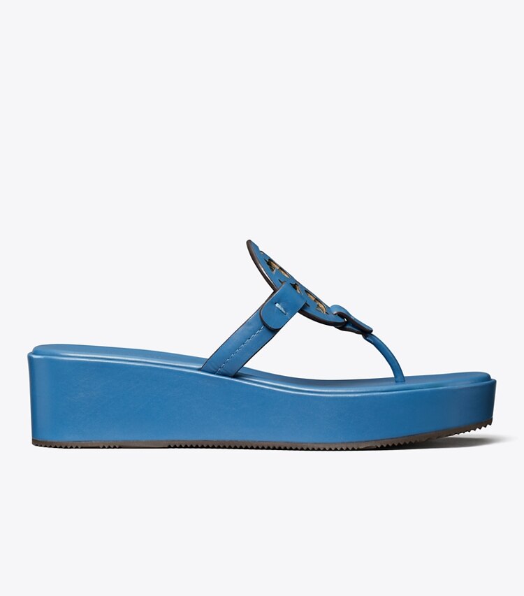 Tory Burch designer サンダル ミラー ウェッジサンダル in DARK BLUE AZURE side
