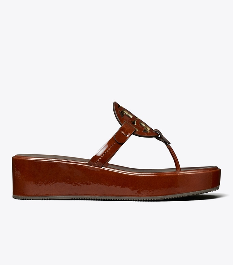Tory Burch designer sandals Miller Wedge Sandal in RUSSET BROWN side