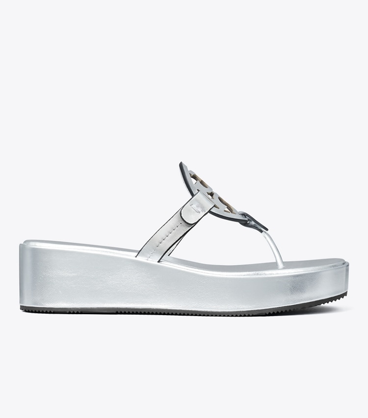 Tory Burch designer sandals Miller Wedge Sandal in Silver side
