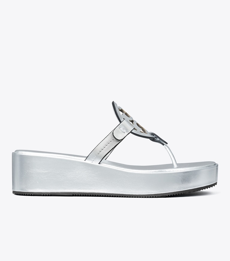 Tory Burch designer sandals Miller Wedge Sandal in Silver angle