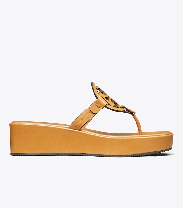 Tory Burch designer sandals Miller Wedge Sandal in WALNUT side