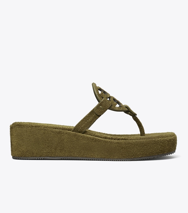 Tory Burch designer sandals Miller Wedge Sandal in WILD OLIVE angle