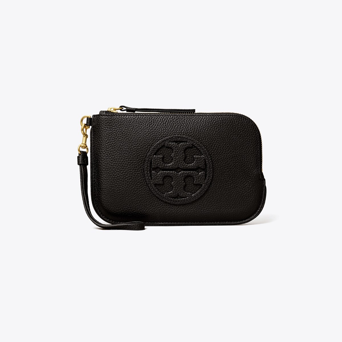 Tory Burch wristlet clutch. high quality Zipper top.Tan, pink, white & black.Gold interior.