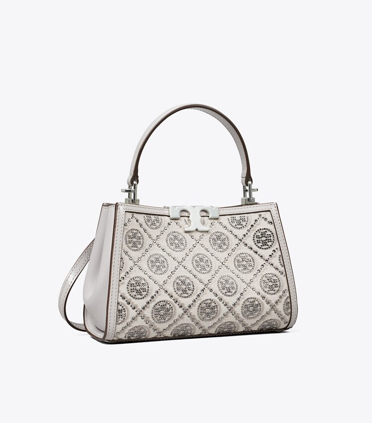 Tory Burch designer borse a spalla Mini bauletto Eleanor con T Monogram in Gray angle