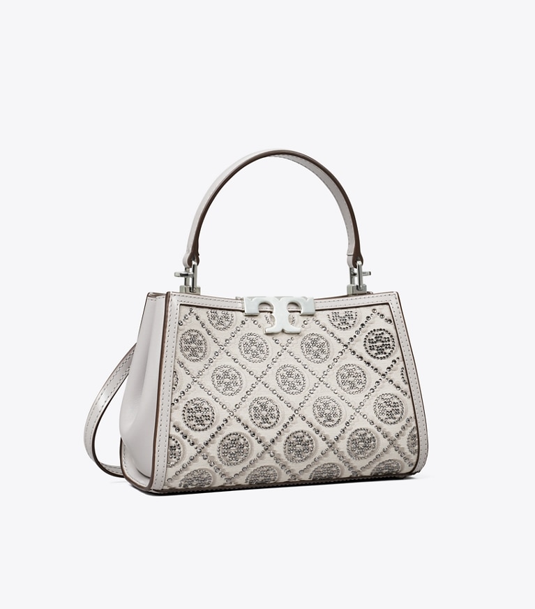 Tory Burch designer borse a spalla Mini bauletto Eleanor con T Monogram in Gray angle