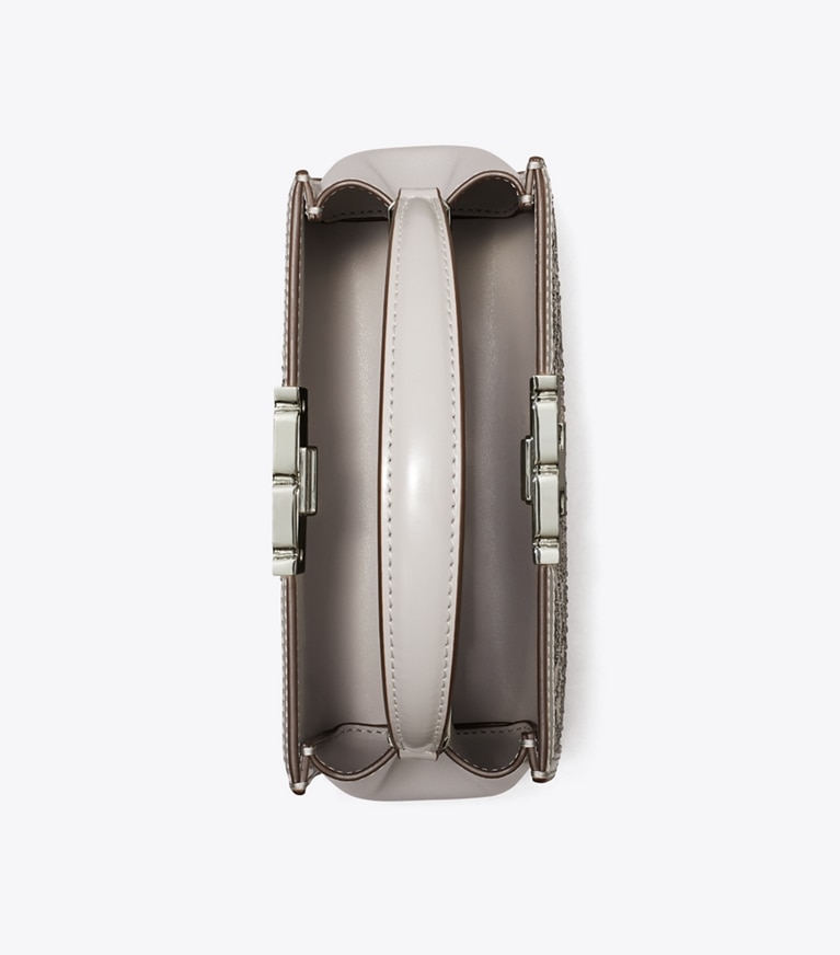 Tory Burch designer borse a spalla Mini bauletto Eleanor con T Monogram in Gray angle