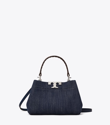 Tory Burch designer borse a spalla Mini bauletto Eleanor denim in Midnight front