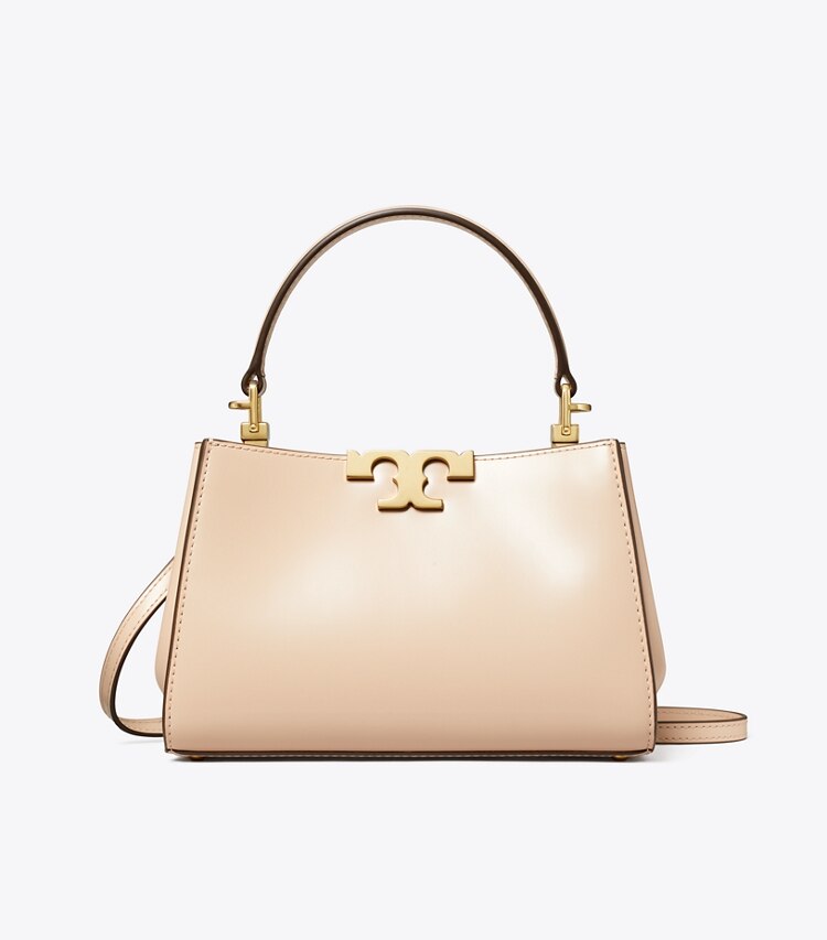 Tory Burch designer borse a spalla Mini bauletto Eleanor in pelle spazzolata in Rose Pink front