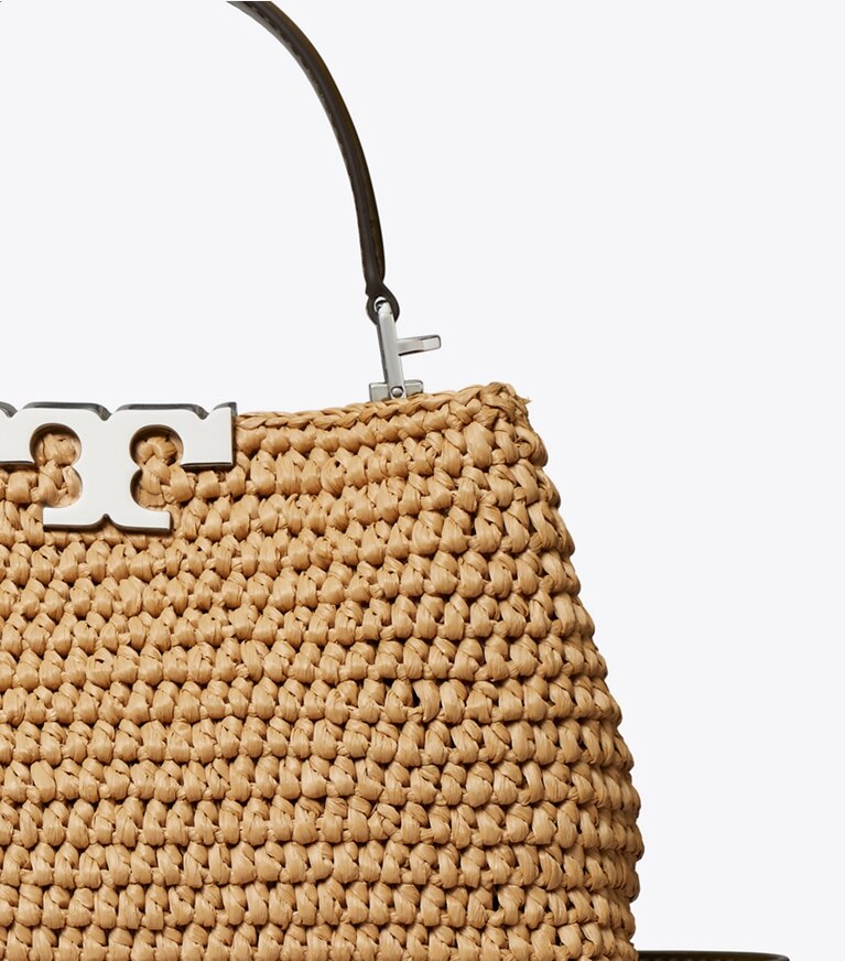 Tory Burch designer borse a spalla Mini Bauletto Eleanor in rafia in Honeycomb dettaglio