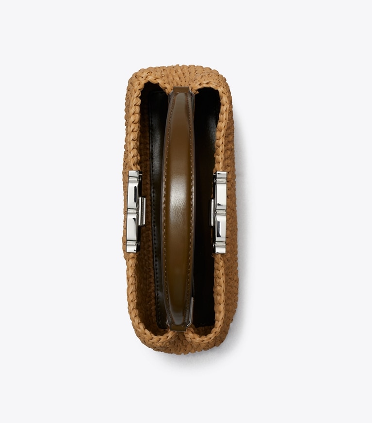 Tory Burch designer borse a spalla Mini Bauletto Eleanor in rafia in Honeycomb superiore