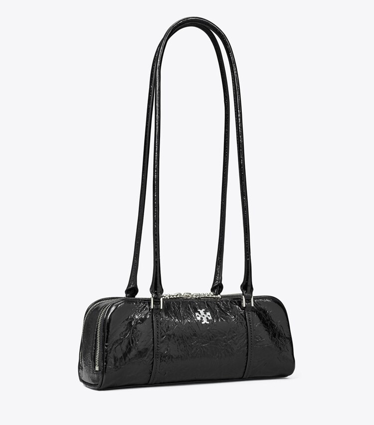 Tory Burch designer borse a tracolla Mini bauletto Marshmallow in pelle increspata in Black angle