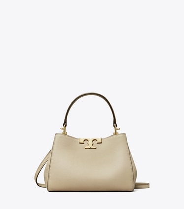 Tory Burch designer borse a spalla Mini bauletto morbido Eleanor in Light Stone front