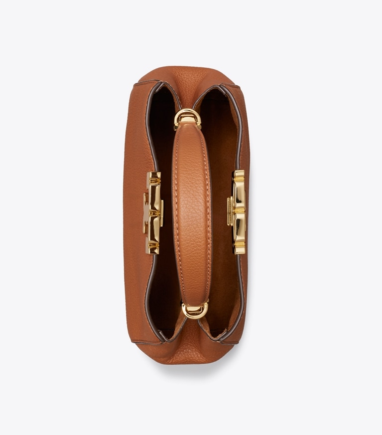 Tory Burch designer borse a spalla Mini bauletto morbido Eleanor in Aged Tan superiore