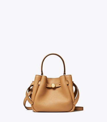 Tory Burch diseñador bolsos bandolera Mini bolso bucket Romy en Tiramisu frente