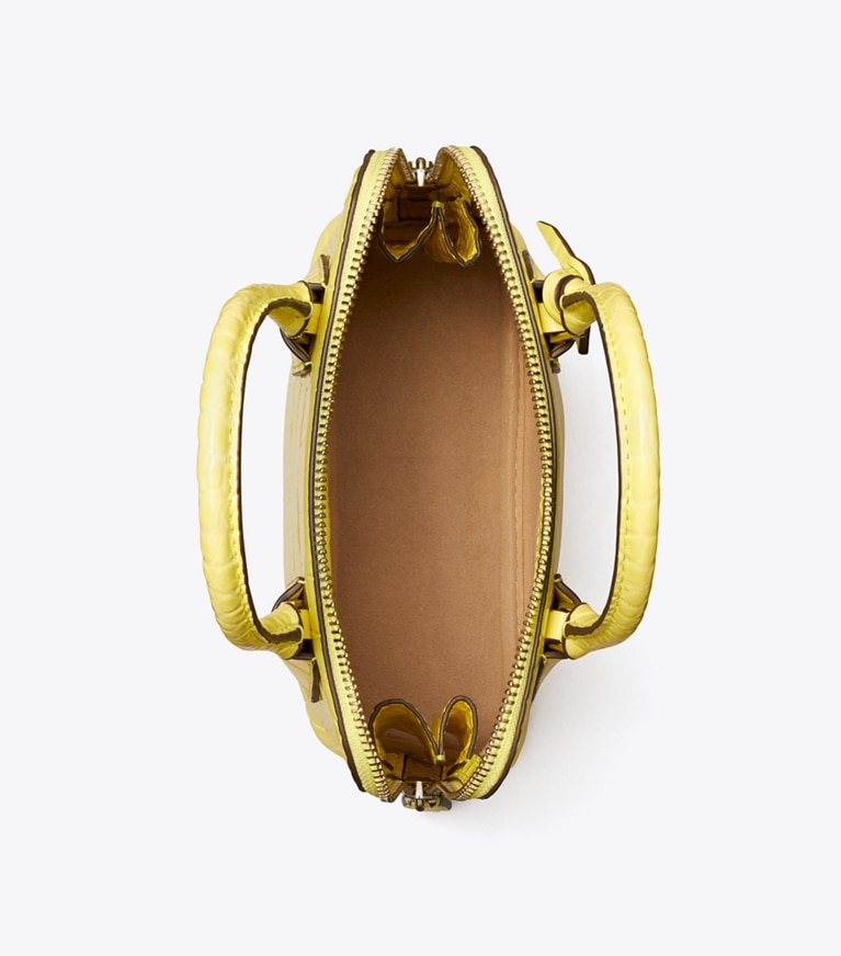 Tory Burch designer borse a spalla Mini borsa a bauletto Swing goffrata in Lemon Chiffon angle