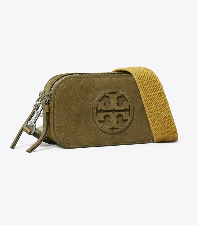 Tory Burch designer borse a spalla Mini borsa a tracolla Miller in suede in Deep Olive angle