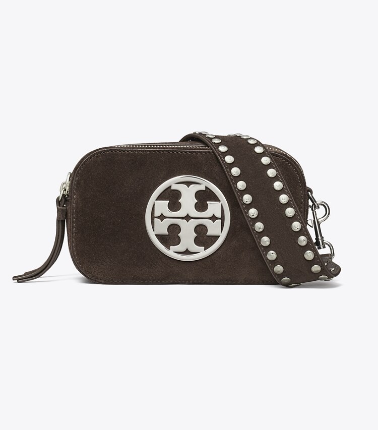 Tory Burch designer borse a spalla Mini borsa a tracolla Miller in suede in Shadow Oak front