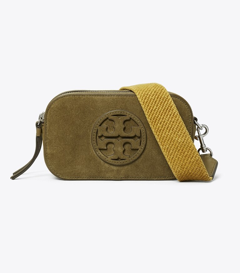 Tory Burch designer borse a spalla Mini borsa a tracolla Miller in suede in Deep Olive angle