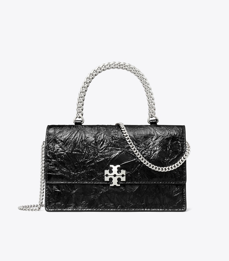 Tory Burch designer borse a spalla Mini borsa Charlie con manico superiore ed effetto vissuto in BLACK front